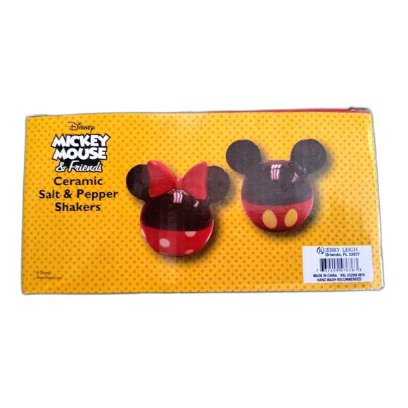 NIB Disney Mickey & Minnie Mouse Ceramic Salt And Pepper Shaker Kitchen - Picture 2 of 3